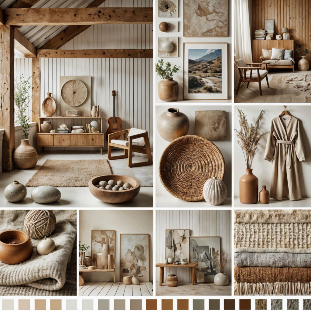 Moodboard dodatki styl rustykalny 