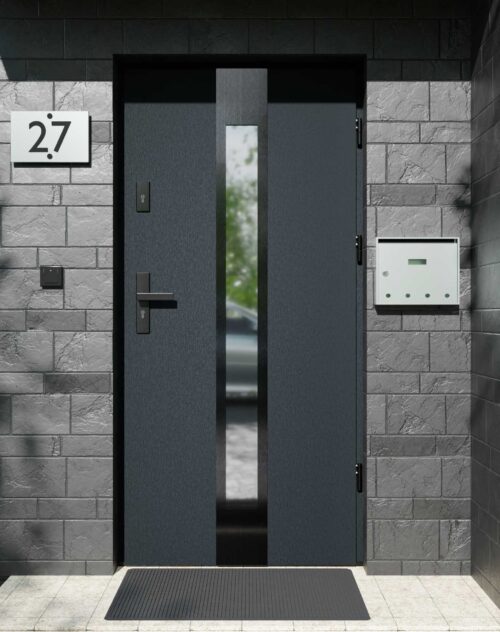 Drzwi zewnętrzne do domu z ościeżnicą aluminiową Otto 35 Noir w systemie Alu extra