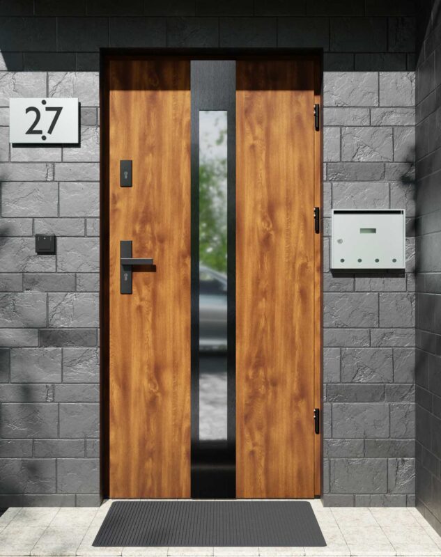 Drzwi zewnętrzne do domu z ościeżnicą drewnianą Otto 35 Noir w systemie Wood extra