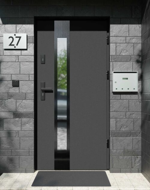 Drzwi zewnętrzne do domu z ościeżnicą drewnianą Otto 35B Noir w systemie Wood extra