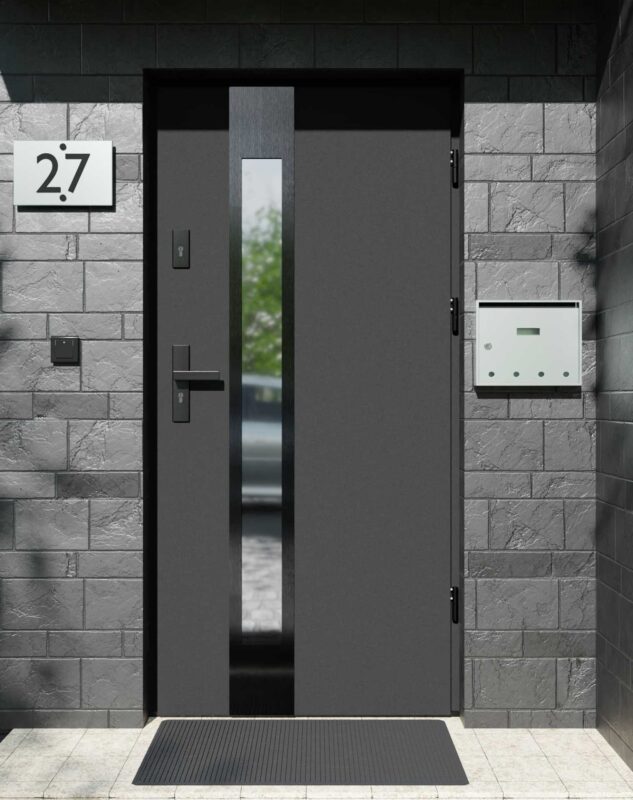 Drzwi zewnętrzne do domu z ościeżnicą aluminiową Otto 35B Noir w systemie Alu extra