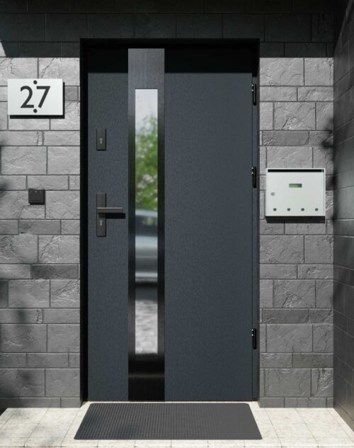 Drzwi zewnętrzne do domu z ościeżnicą drewnianą Otto 35B Noir w systemie Wood extra