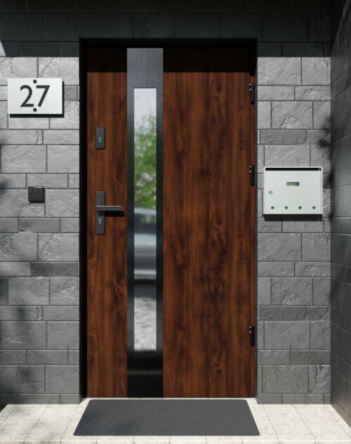 Drzwi zewnętrzne do domu z ościeżnicą drewnianą Otto 35B Noir w systemie Wood extra
