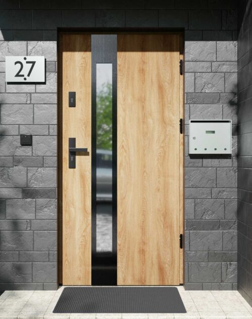 Drzwi zewnętrzne do domu z ościeżnicą drewnianą Otto 35B Noir w systemie Wood extra