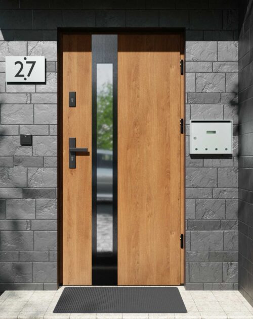 Drzwi zewnętrzne do domu z ościeżnicą drewnianą Otto 35B Noir w systemie Wood extra