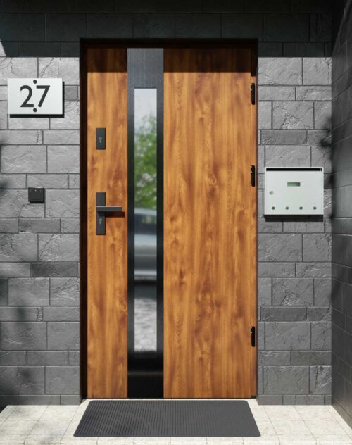 Drzwi zewnętrzne do domu z ościeżnicą drewnianą Otto 35B Noir w systemie Wood extra