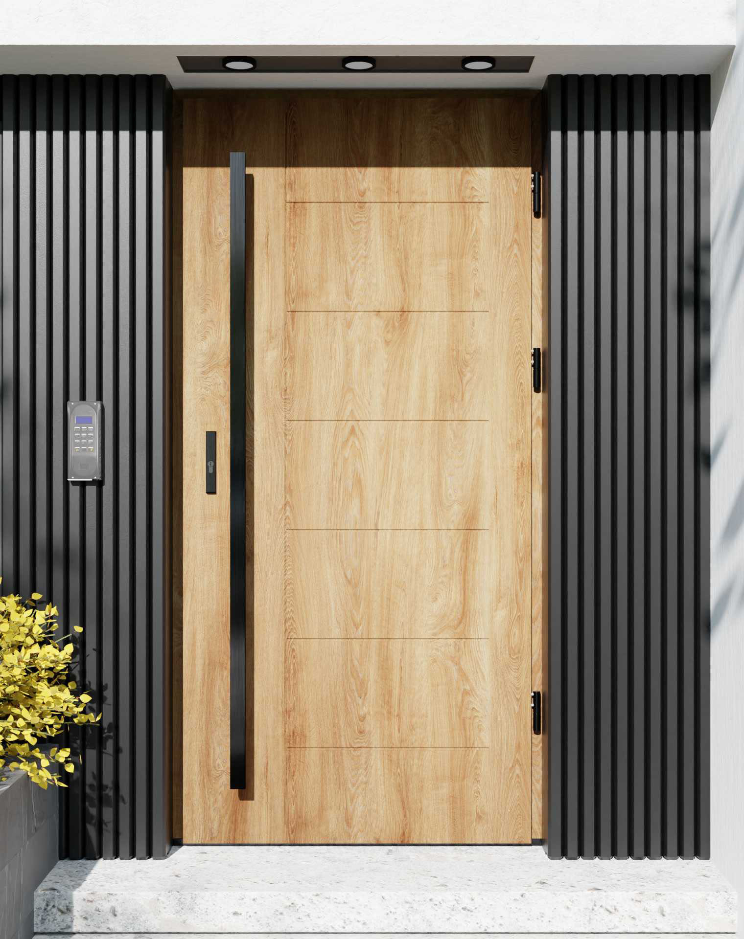 Drzwi zewnętrzne do domu z pochwytem i ościeżnicą aluminiową Libre 01 w systemie Alu extra