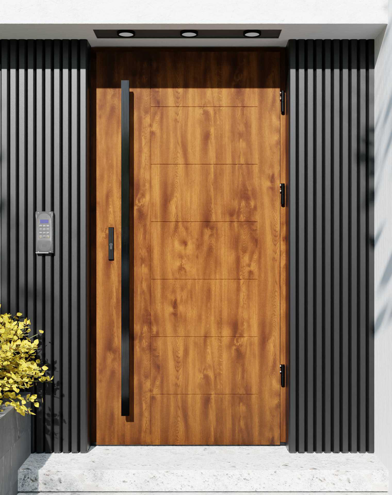 Drzwi zewnętrzne do domu z pochwytem i ościeżnicą aluminiową Libre 01 w systemie Alu extra