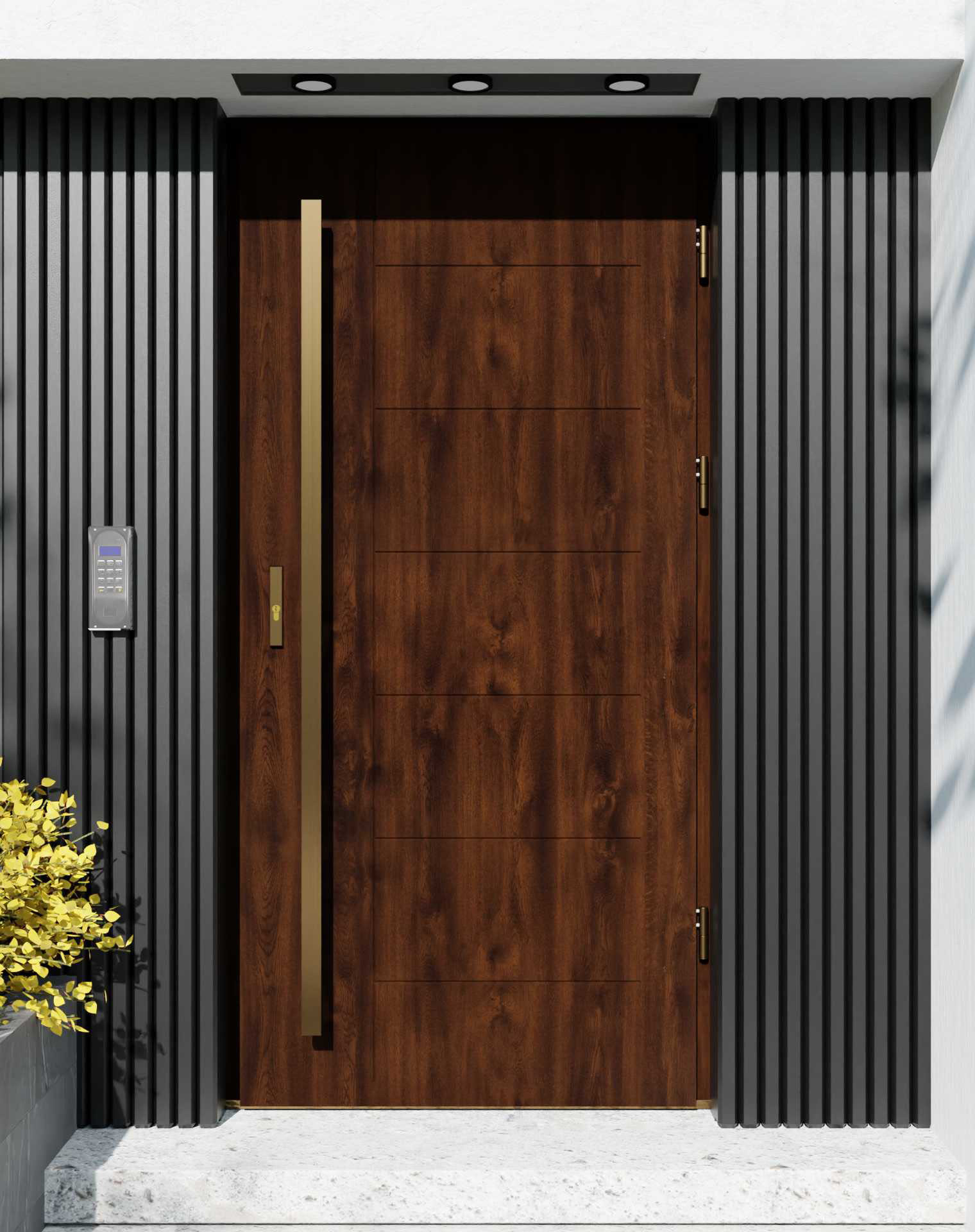 Drzwi zewnętrzne do domu z pochwytem i ościeżnicą aluminiową Libre 01 w systemie Alu extra