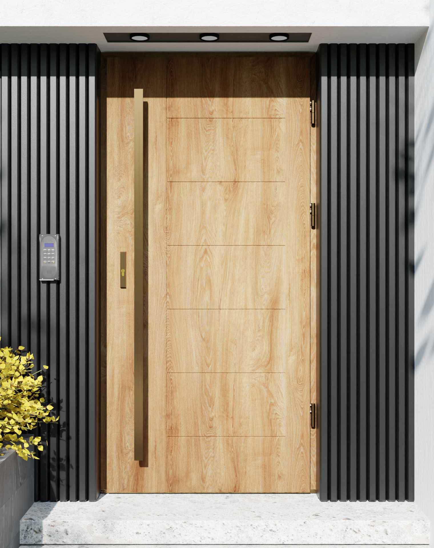 Drzwi zewnętrzne do domu z pochwytem i ościeżnicą aluminiową Libre 01 w systemie Alu extra