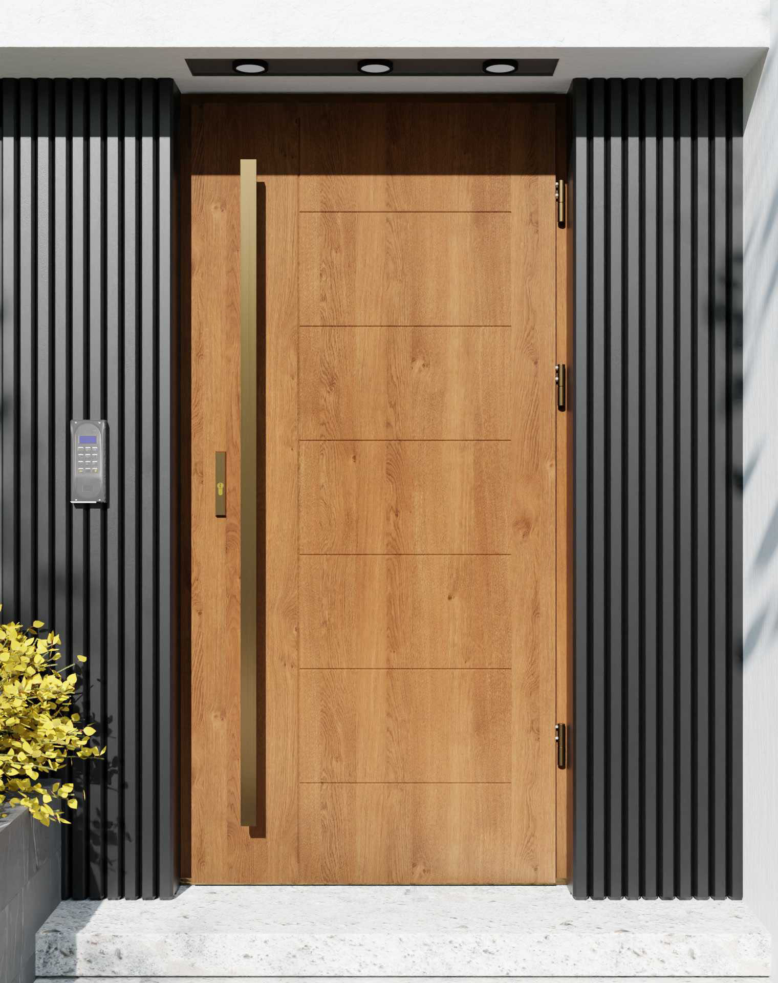 Drzwi zewnętrzne do domu z pochwytem i ościeżnicą aluminiową Libre 01 w systemie Alu extra