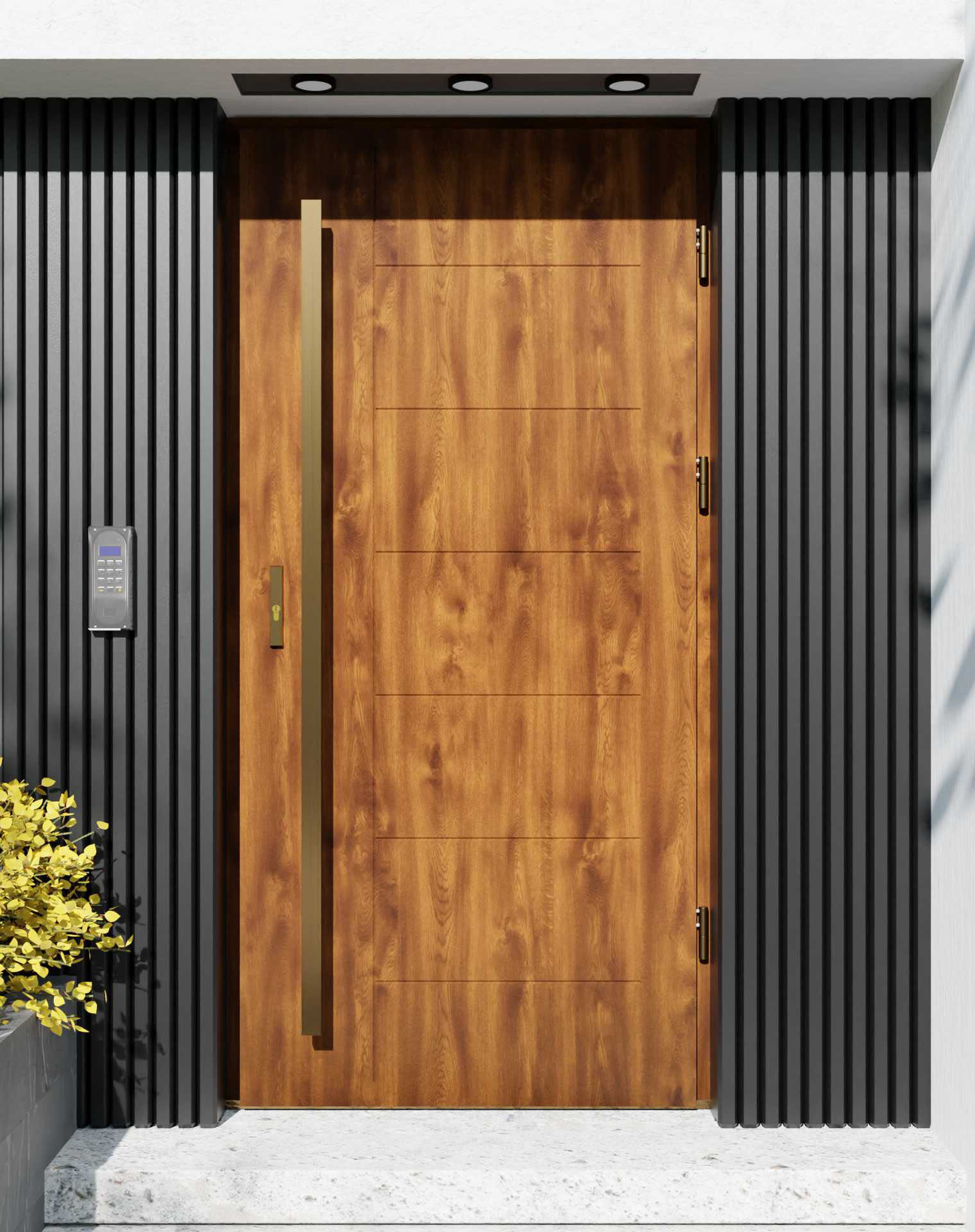 Drzwi zewnętrzne do domu z pochwytem i ościeżnicą aluminiową Libre 01 w systemie Alu extra