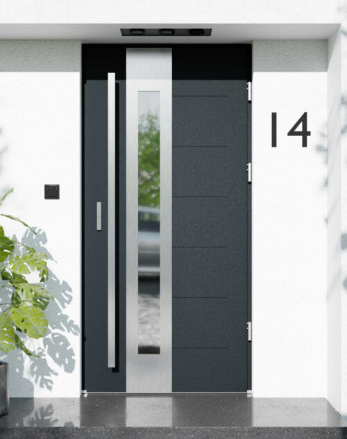 Drzwi zewnętrzne do domu z ościeżnicą aluminiową Libre 05B w systemie Alu