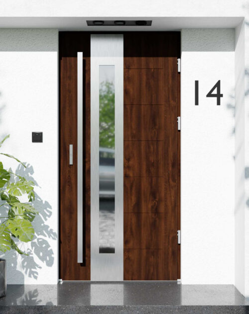 Drzwi zewnętrzne do domu z ościeżnicą aluminiową Libre 05B w systemie Alu