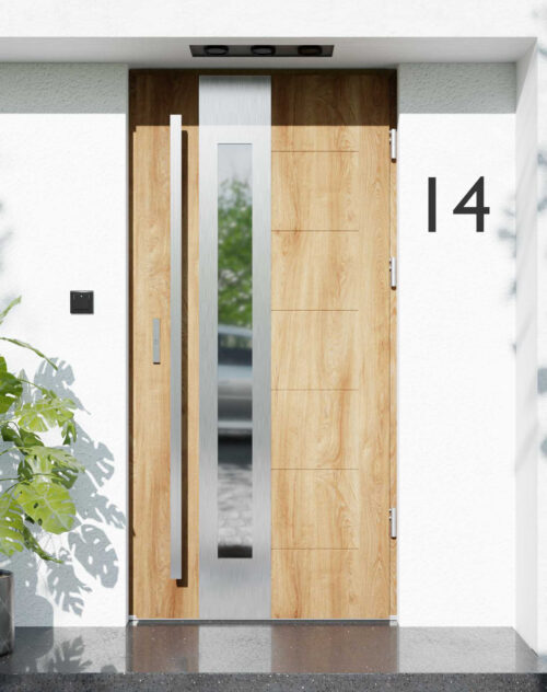 Drzwi zewnętrzne do domu z ościeżnicą aluminiową Libre 05B w systemie Alu