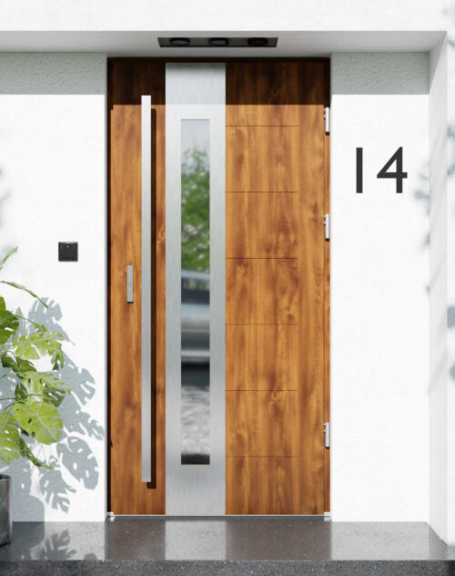 Drzwi zewnętrzne do domu z ościeżnicą aluminiową Libre 05B w systemie Alu