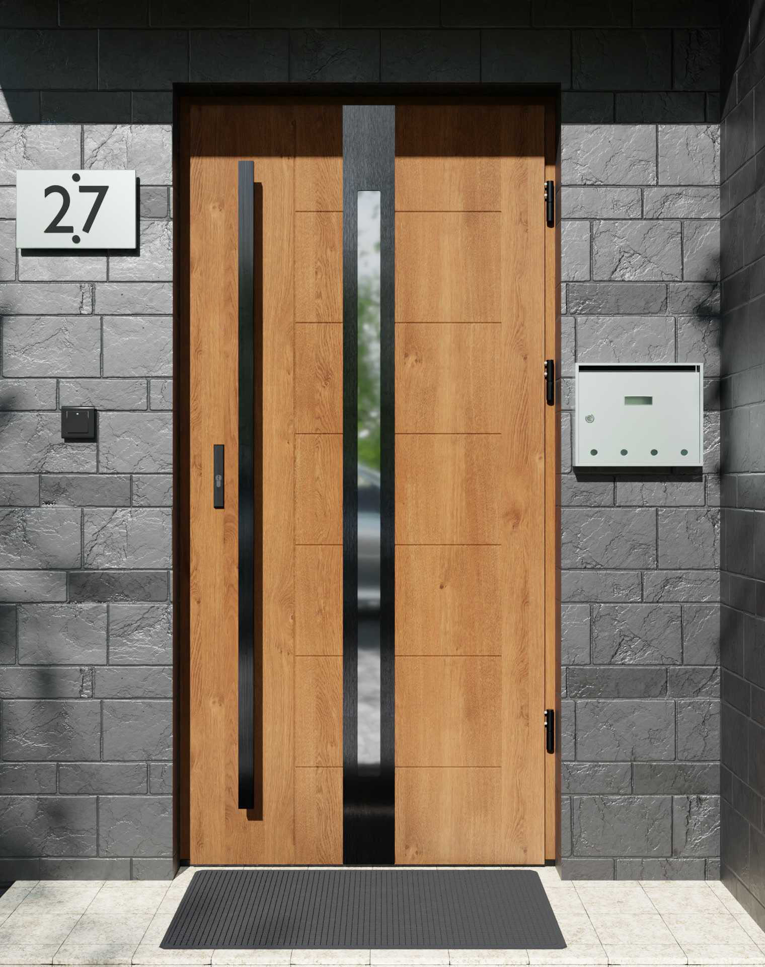 Drzwi zewnętrzne do domu z pochwytem i ościeżnicą aluminiową Libre 12 Noir w systemie Alu extra