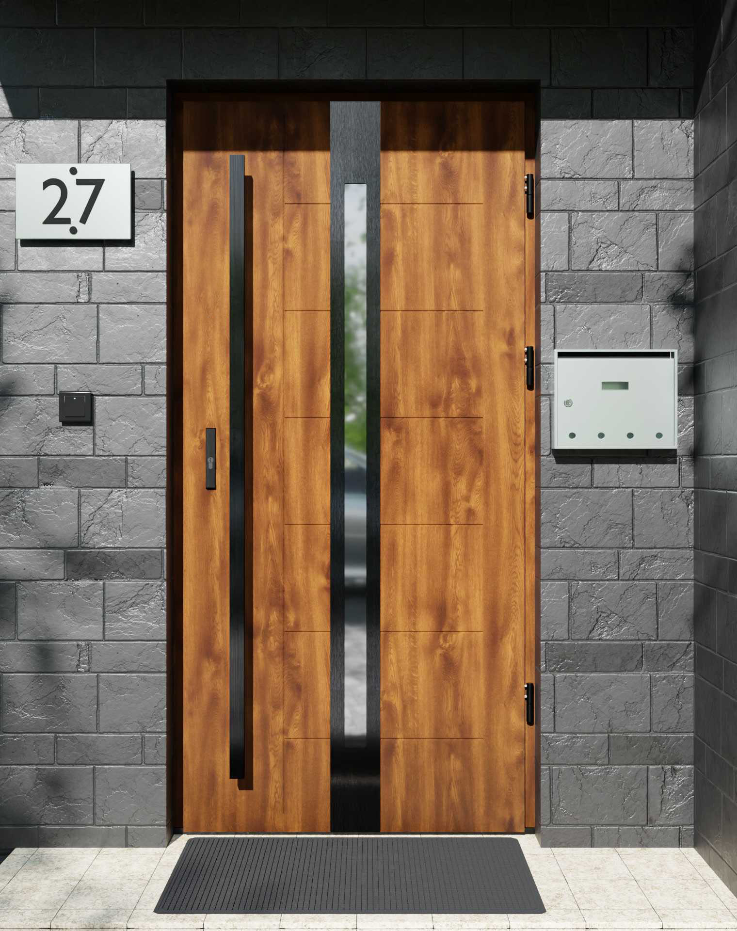 Drzwi zewnętrzne do domu z pochwytem i ościeżnicą aluminiową Libre 12 Noir w systemie Alu extra