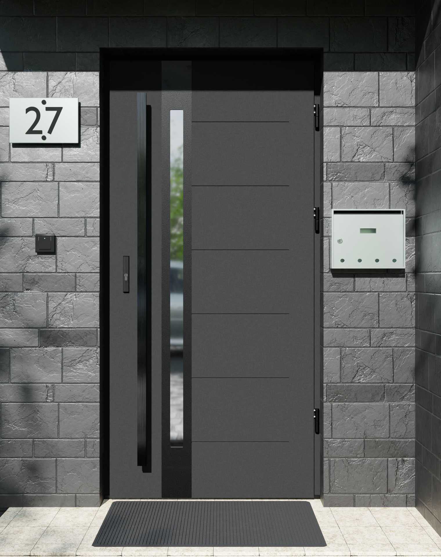 Drzwi zewnętrzne do domu z pochwytem i ościeżnicą aluminiową Libre 12B Noir Matt w systemie Alu extra