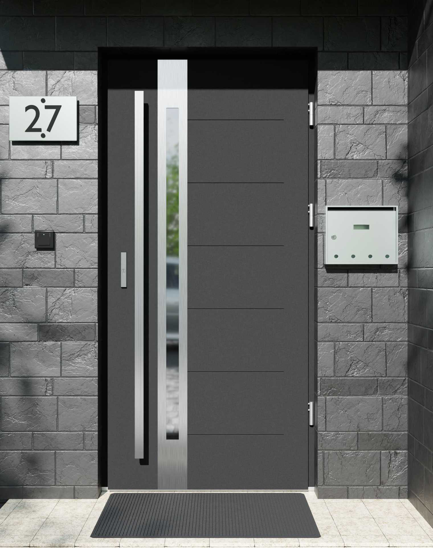 Drzwi zewnętrzne do domu z pochwytem i ościeżnicą aluminiową Libre 12B w systemie Alu extra