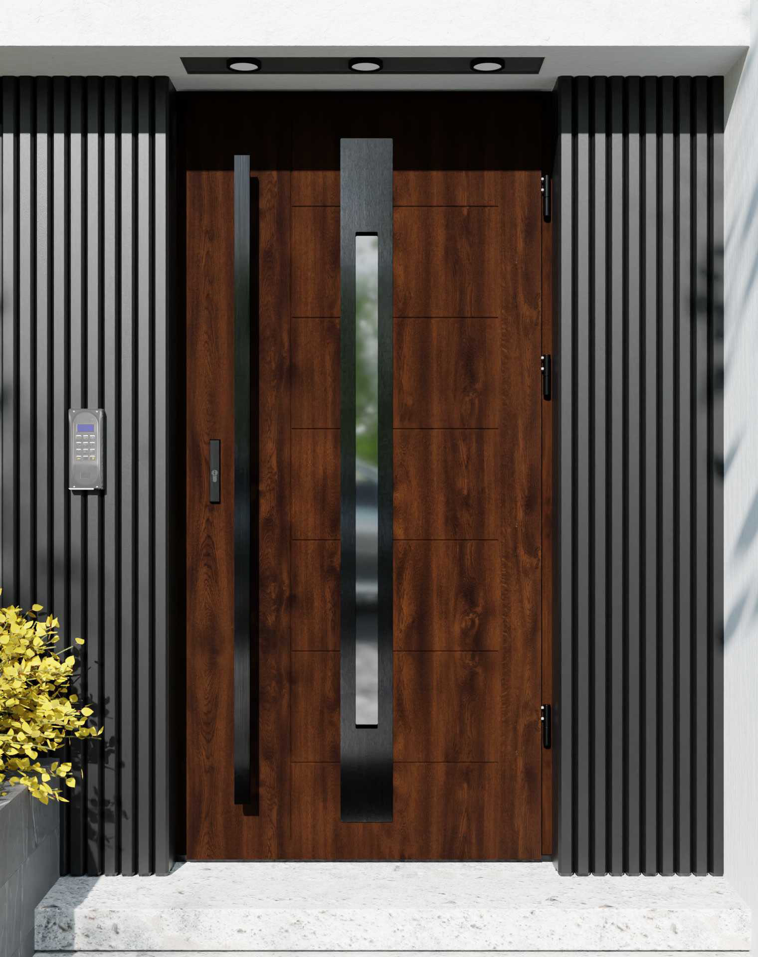 Drzwi zewnętrzne do domu z pochwytem i ościeżnicą aluminiową Libre 31 Noir w systemie Alu extra