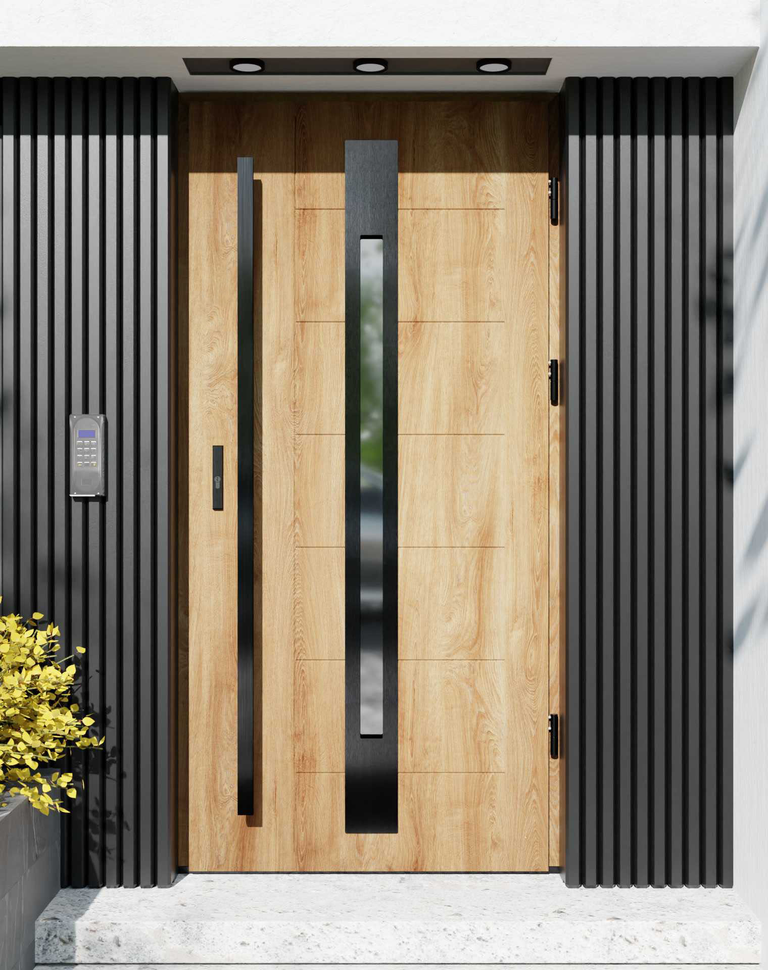 Drzwi zewnętrzne do domu z pochwytem i ościeżnicą aluminiową Libre 31 Noir w systemie Alu extra