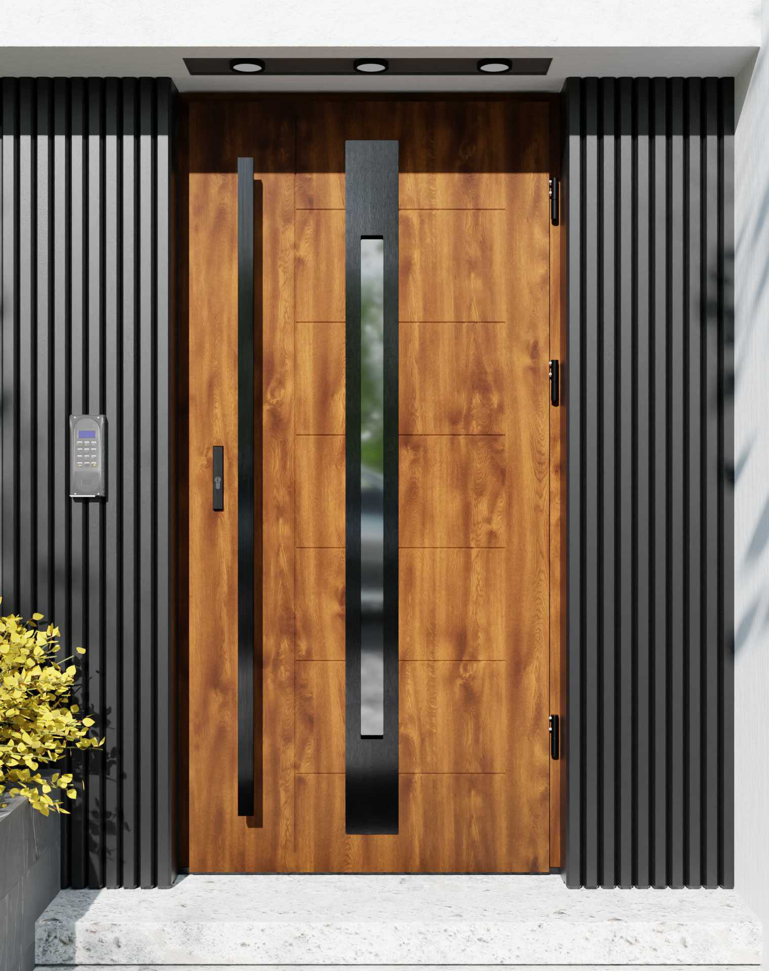 Drzwi zewnętrzne do domu z pochwytem i ościeżnicą aluminiową Libre 31 Noir w systemie Alu extra