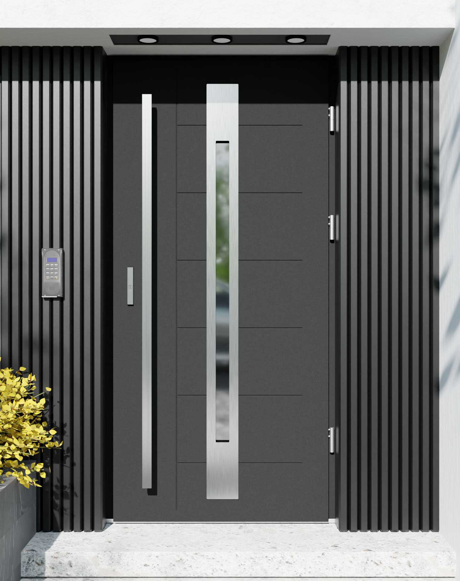 Drzwi zewnętrzne do domu z pochwytem i ościeżnicą aluminiową Libre 31 w systemie Alu extra