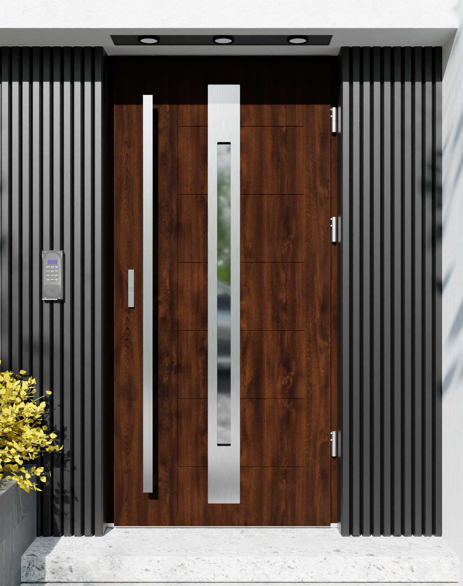 Drzwi zewnętrzne do domu z pochwytem i ościeżnicą aluminiową Libre 31 w systemie Alu extra