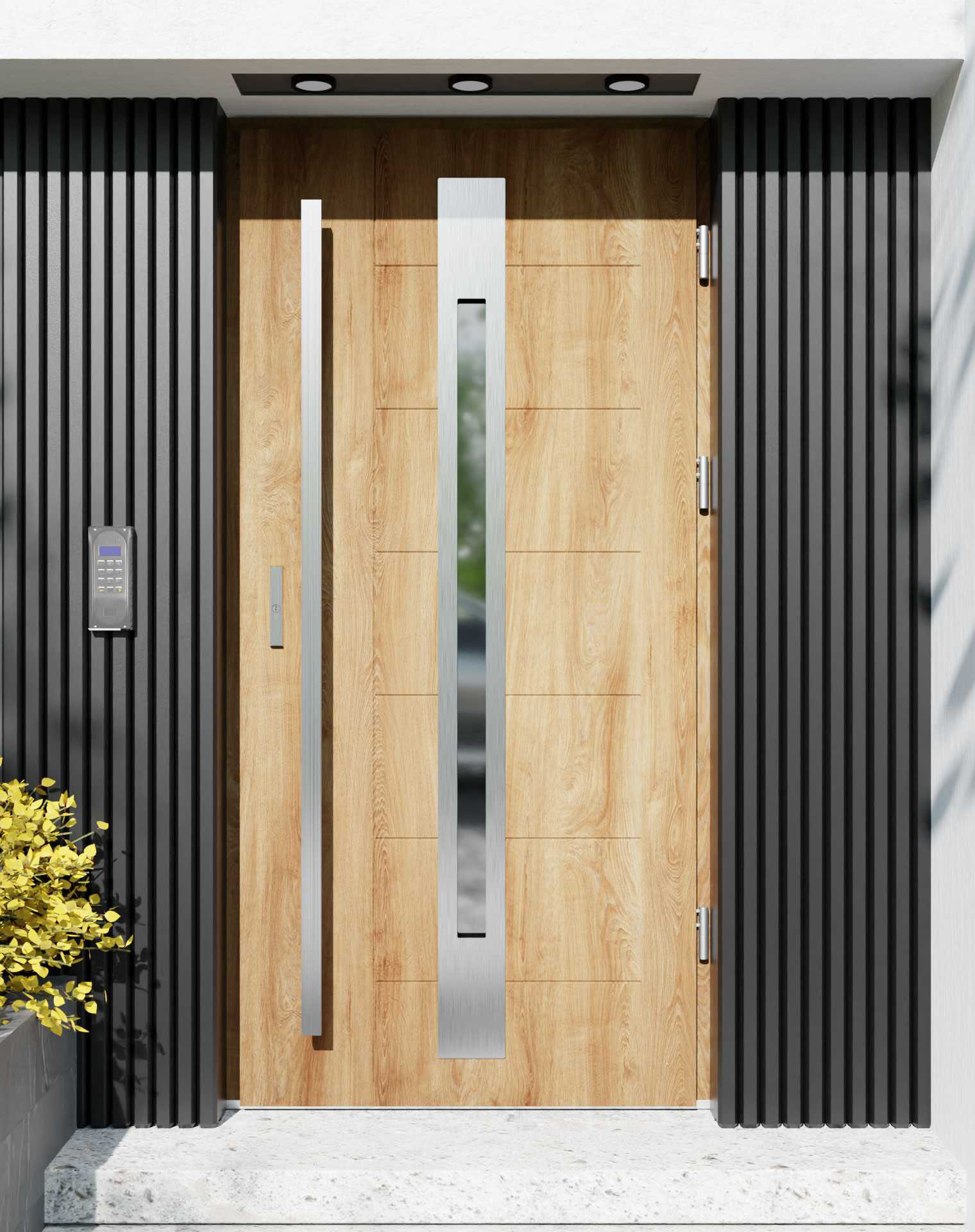 Drzwi zewnętrzne do domu z pochwytem i ościeżnicą aluminiową Libre 31 w systemie Alu extra