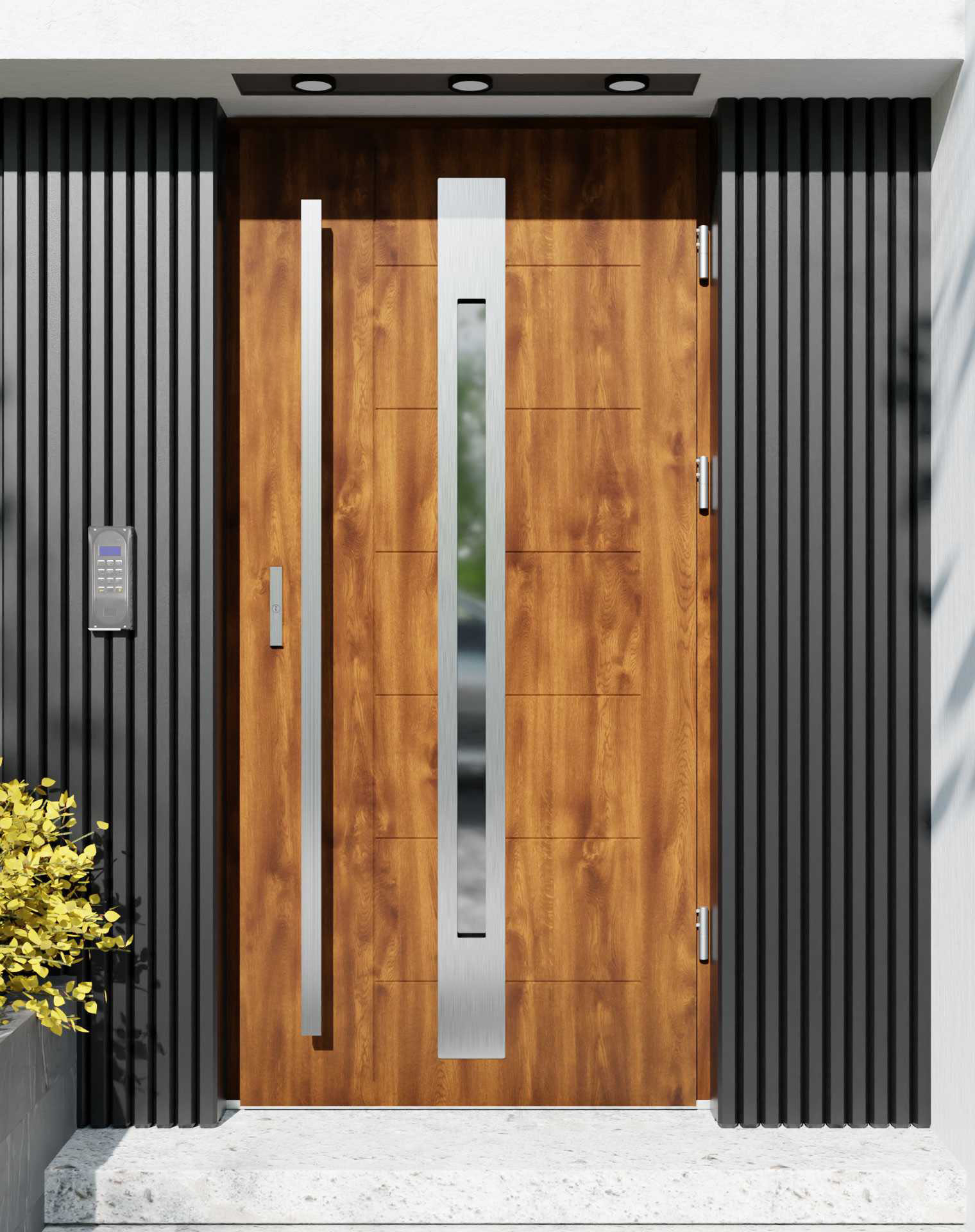 Drzwi zewnętrzne do domu z pochwytem i ościeżnicą aluminiową Libre 31 w systemie Alu extra