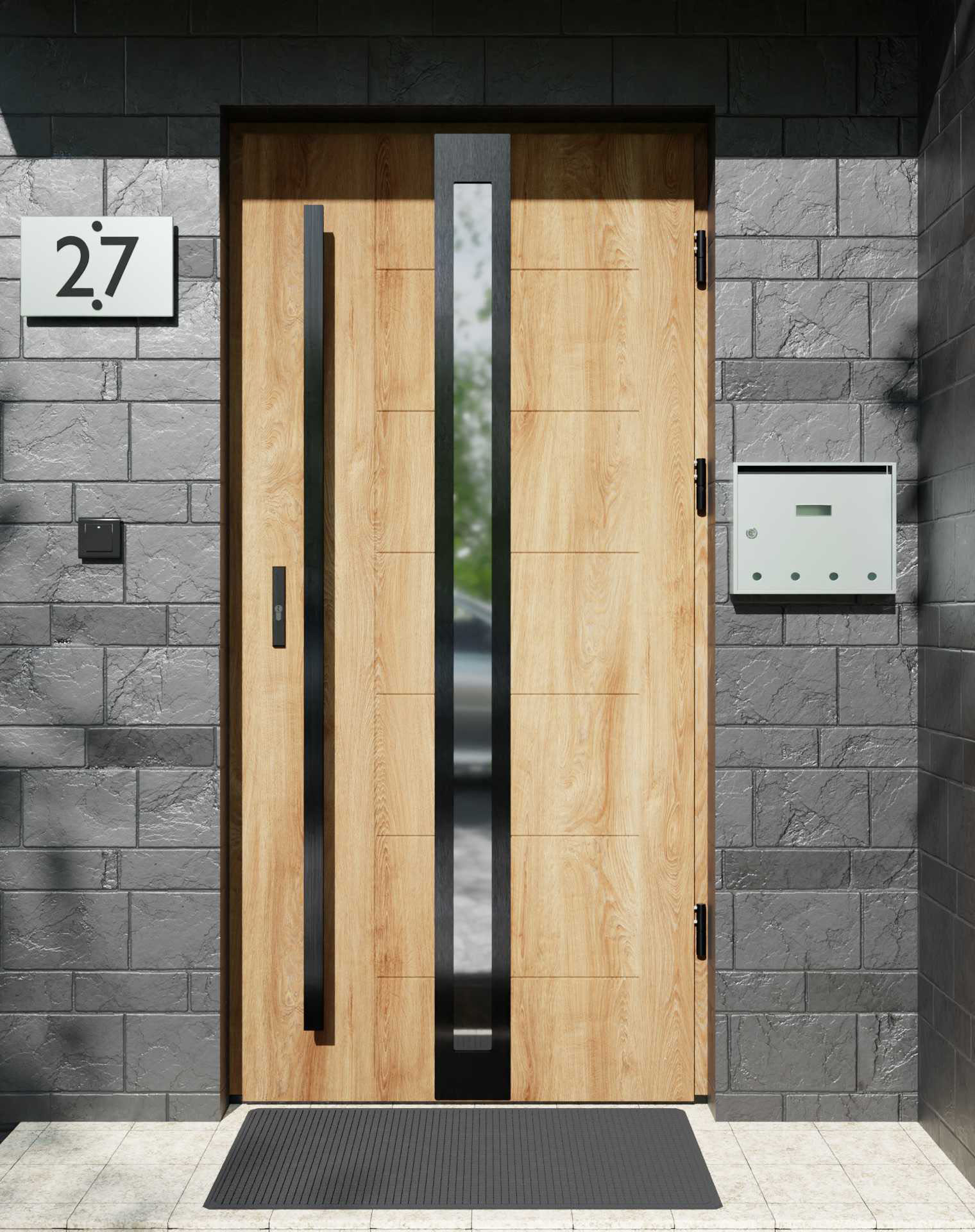 Drzwi zewnętrzne do domu z pochwytem i ościeżnicą aluminiową Libre 32 Noir w systemie Alu extra