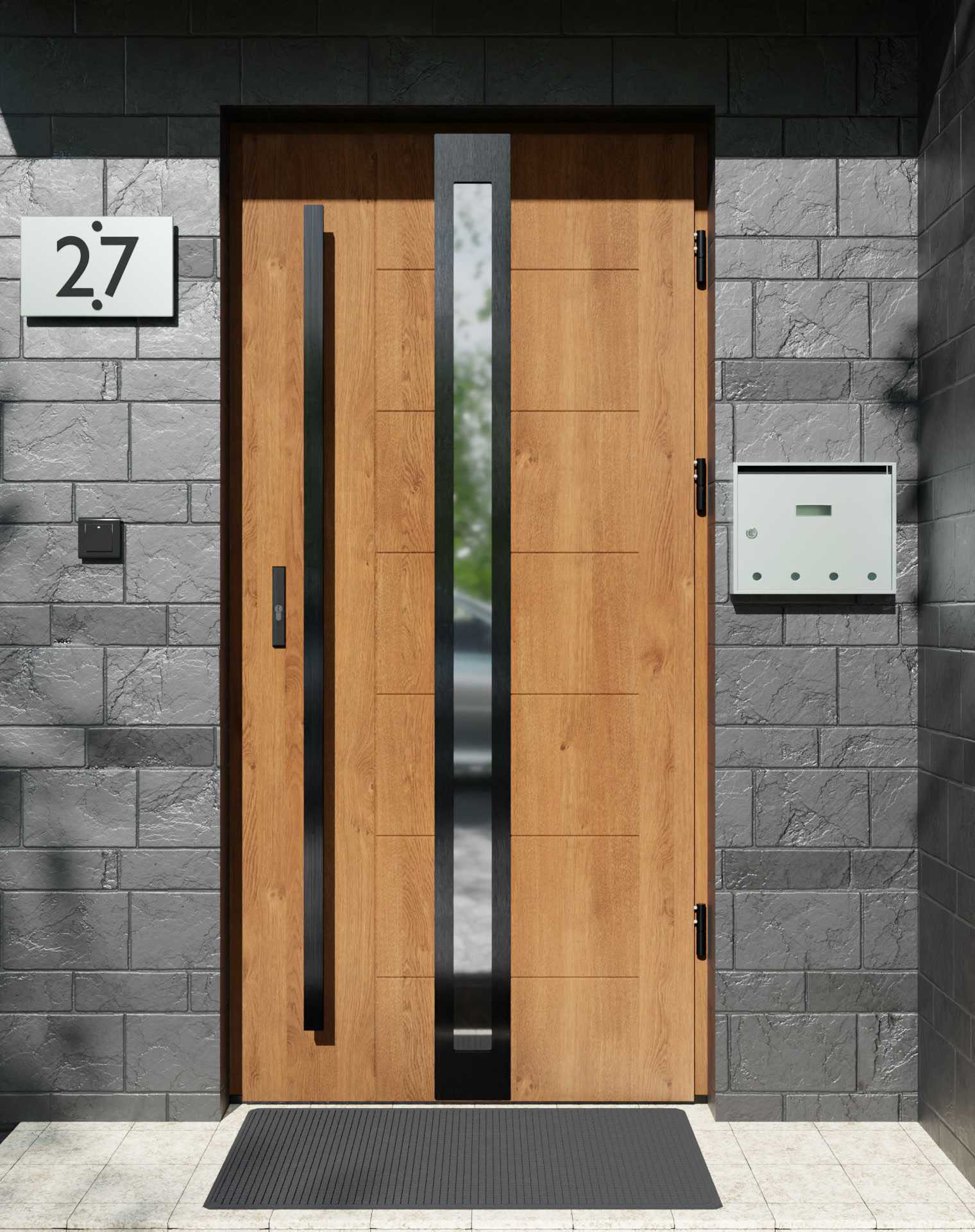 Drzwi zewnętrzne do domu z pochwytem i ościeżnicą aluminiową Libre 32 Noir w systemie Alu extra