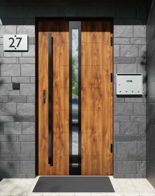 Drzwi zewnętrzne do domu z pochwytem i ościeżnicą aluminiową Libre 32 Noir w systemie Alu extra