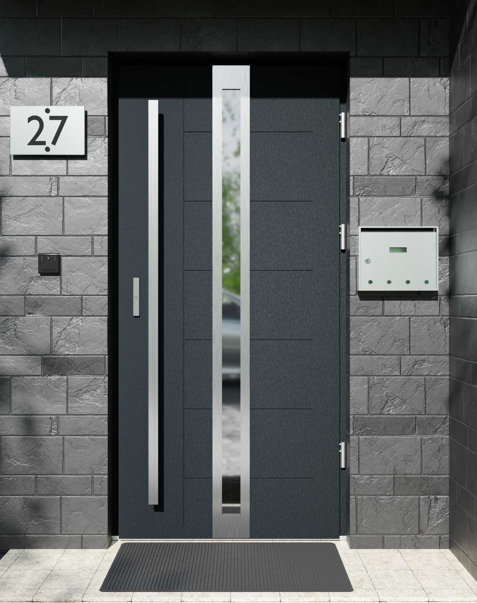 Drzwi zewnętrzne do domu z pochwytem i ościeżnicą aluminiową Libre 32 w systemie Alu extra