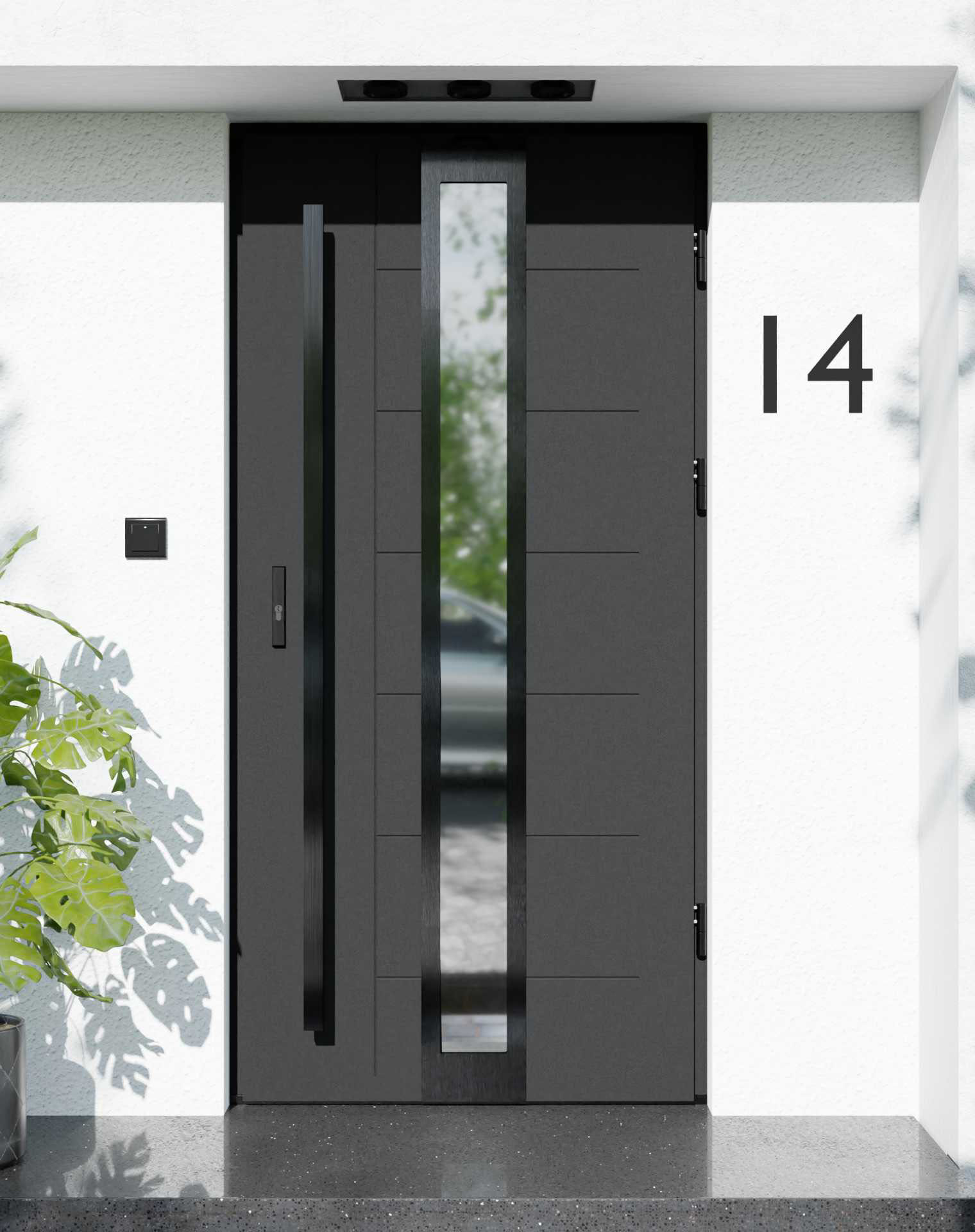 Drzwi zewnętrzne do domu z pochwytem i ościeżnicą aluminiową Libre 33 Noir w systemie Alu extra