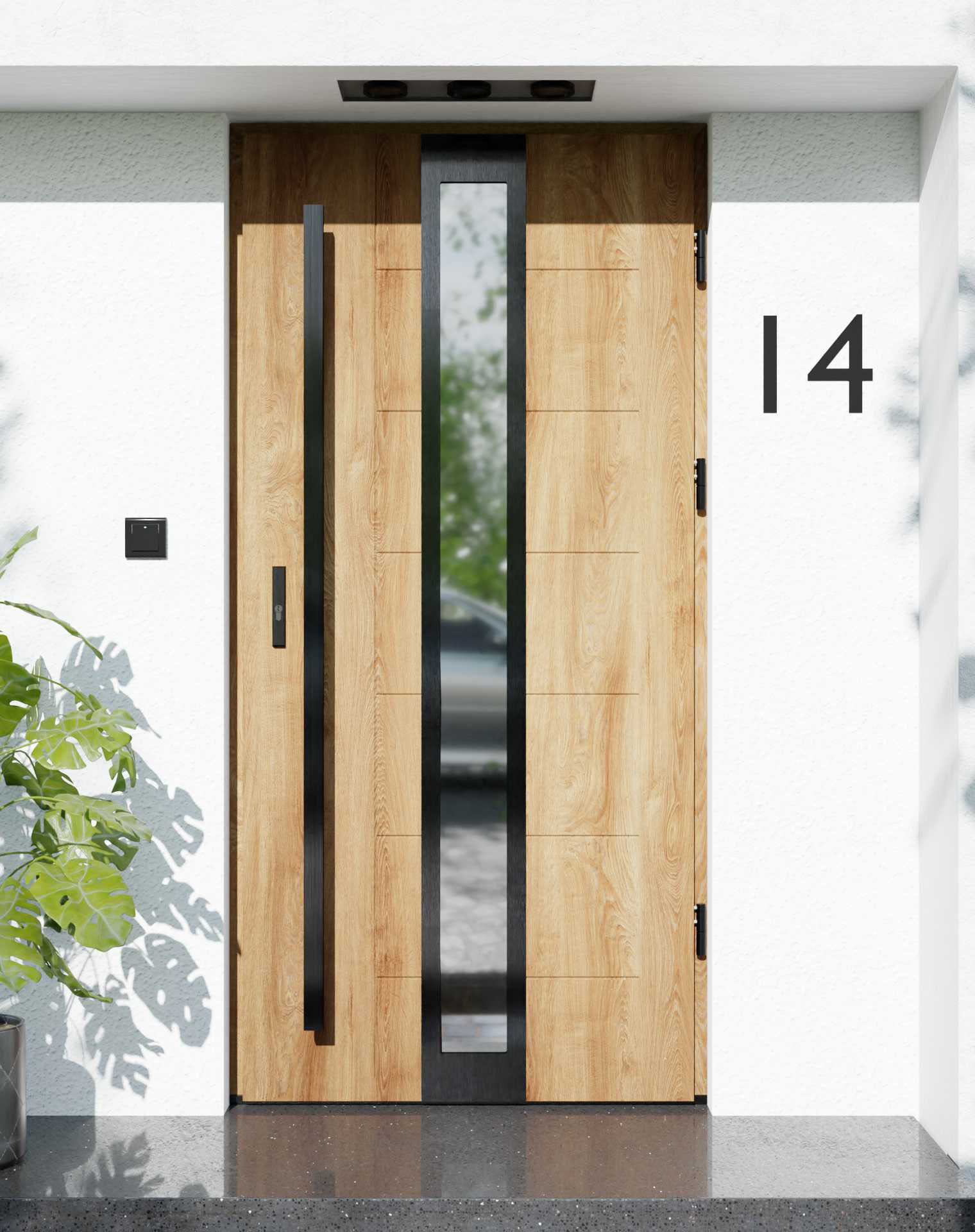 Drzwi zewnętrzne do domu z pochwytem i ościeżnicą aluminiową Libre 33 Noir w systemie Alu extra