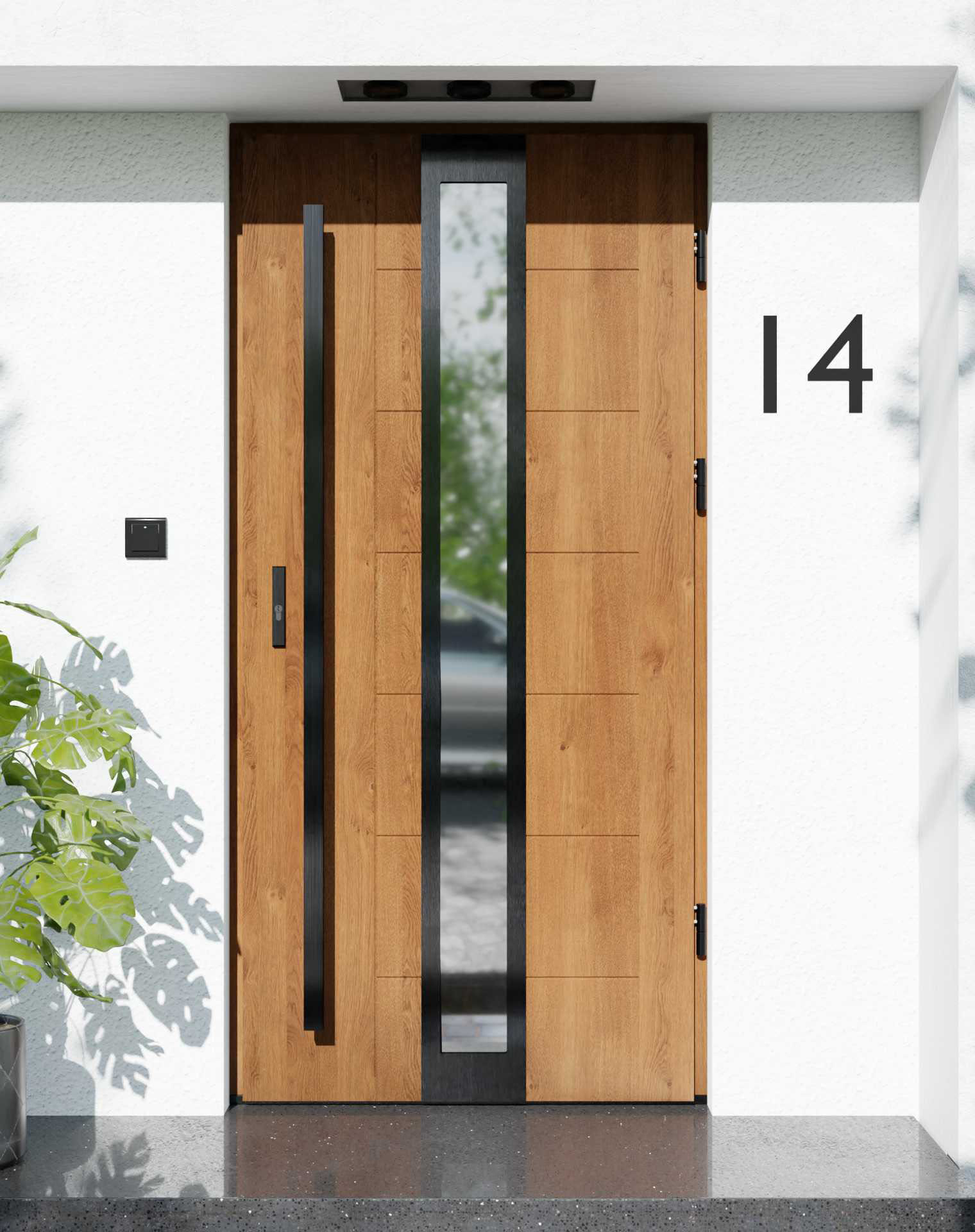 Drzwi zewnętrzne do domu z pochwytem i ościeżnicą aluminiową Libre 33 Noir w systemie Alu extra