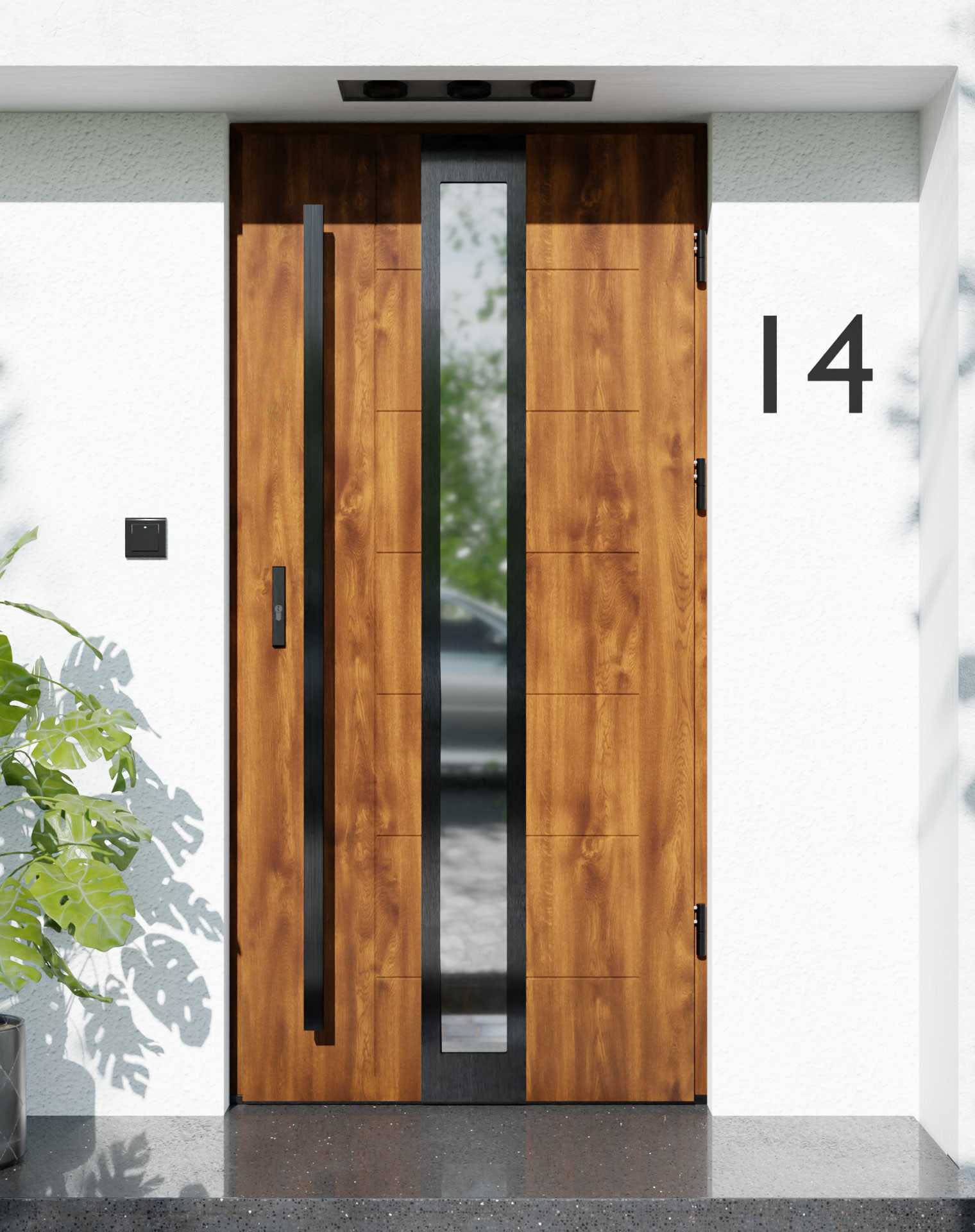 Drzwi zewnętrzne do domu z pochwytem i ościeżnicą aluminiową Libre 33 Noir w systemie Alu extra