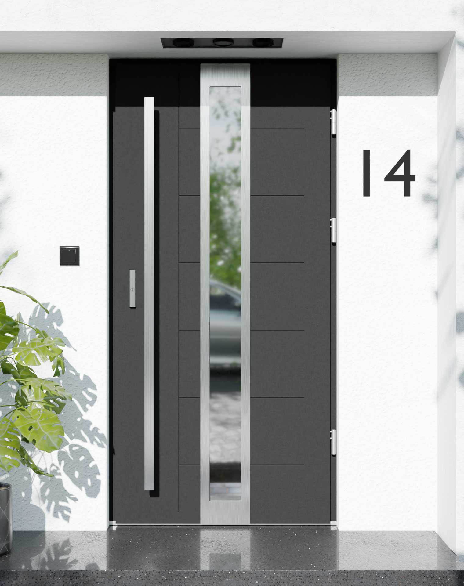 Drzwi zewnętrzne do domu z pochwytem i ościeżnicą aluminiową Libre 33 w systemie Alu