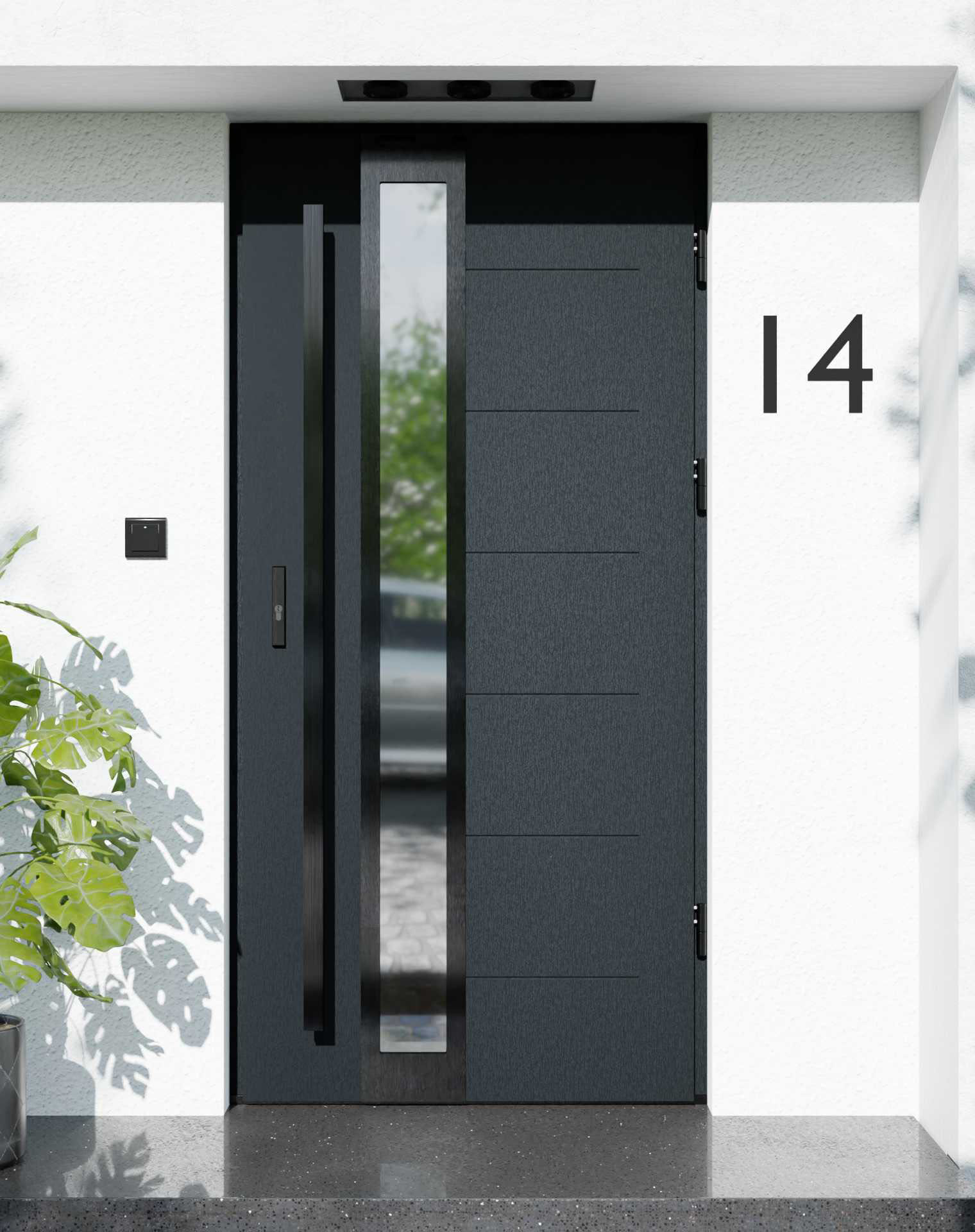 Drzwi zewnętrzne do domu z pochwytem i ościeżnicą aluminiową Libre 33B Noir w systemie Alu extra