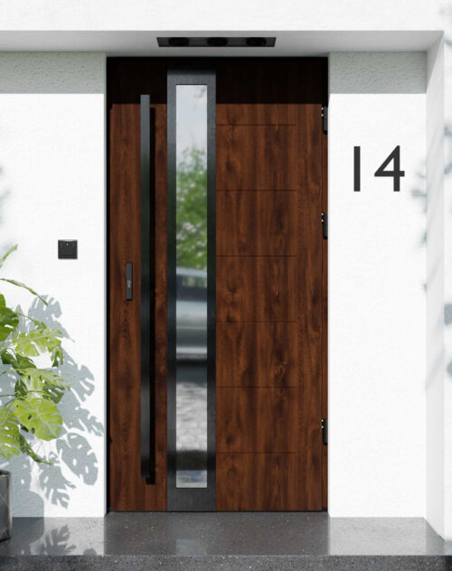 Drzwi zewnętrzne do domu z pochwytem i ościeżnicą aluminiową Libre 33B Noir w systemie Alu