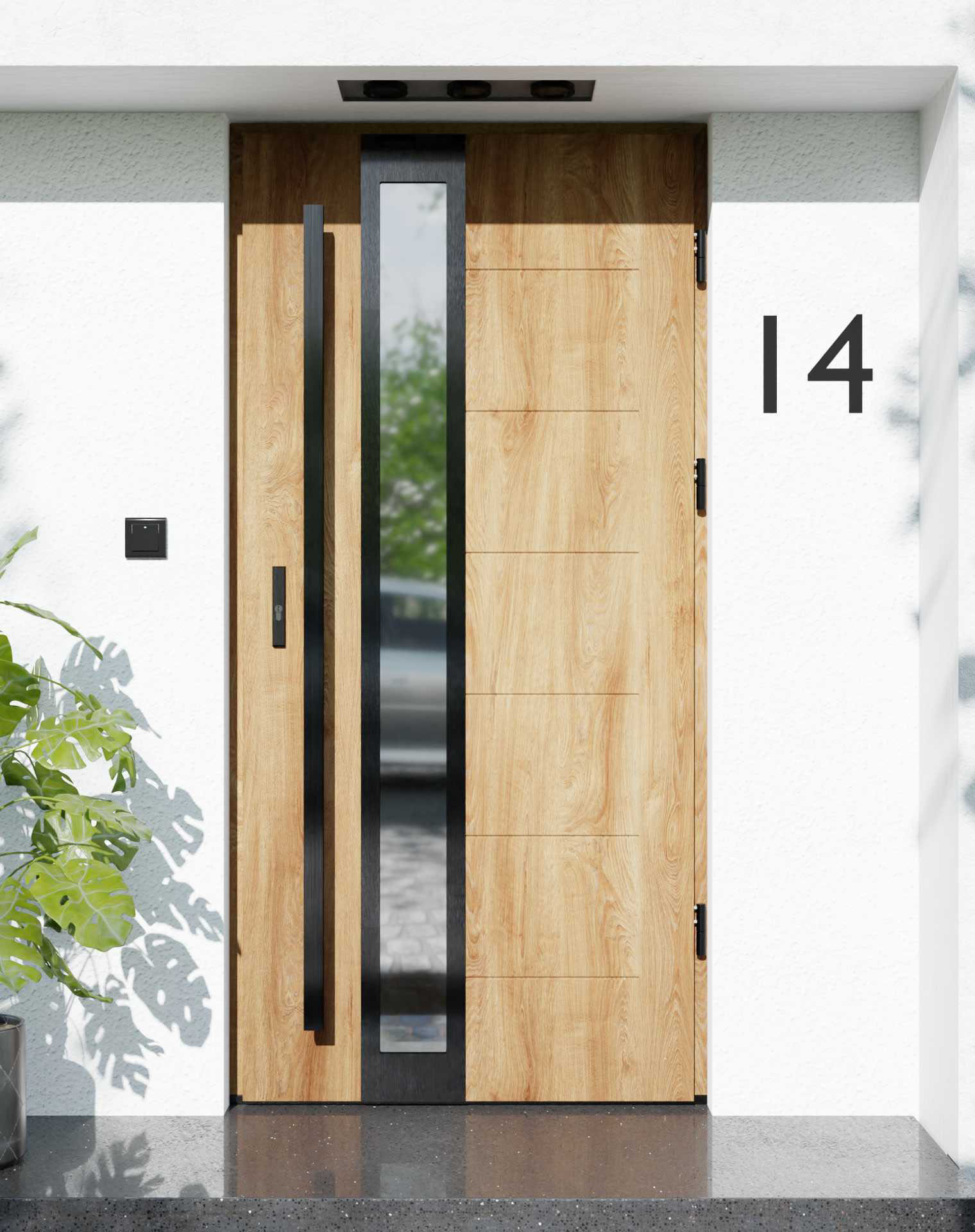 Drzwi zewnętrzne do domu z pochwytem i ościeżnicą aluminiową Libre 33B Noir w systemie Alu extra