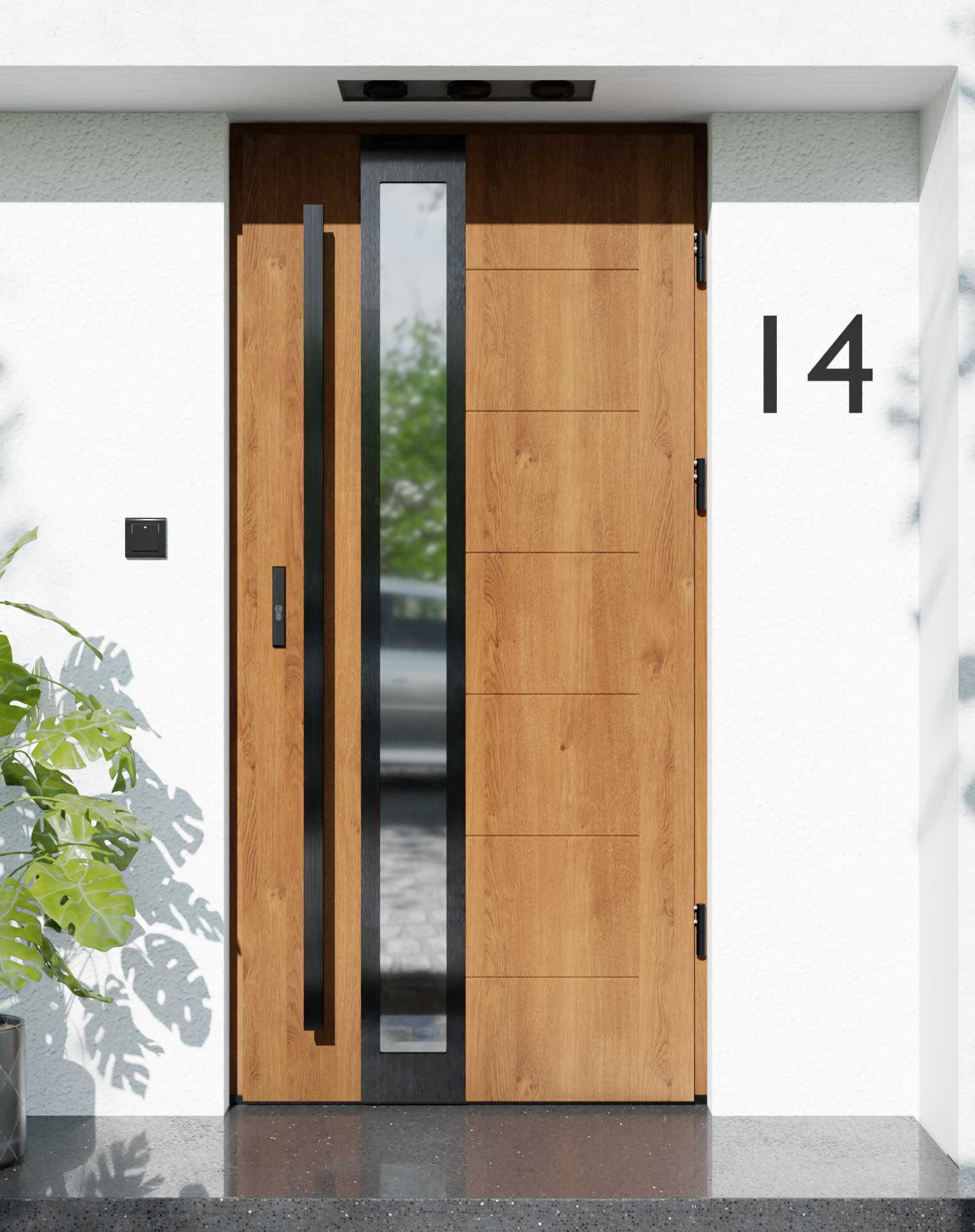 Drzwi zewnętrzne do domu z pochwytem i ościeżnicą aluminiową Libre 33B Noir w systemie Alu extra