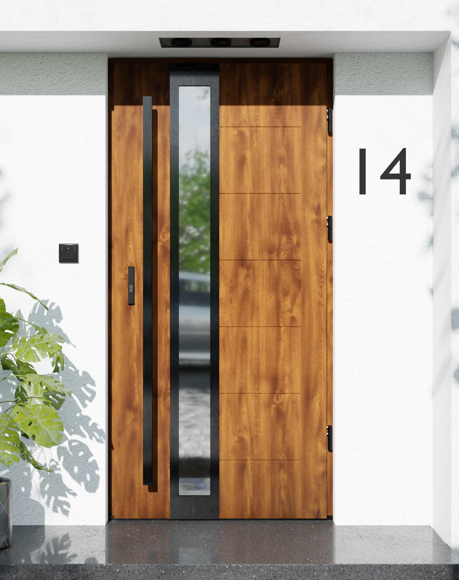 Drzwi zewnętrzne do domu z pochwytem i ościeżnicą aluminiową Libre 33B Noir w systemie Alu extra