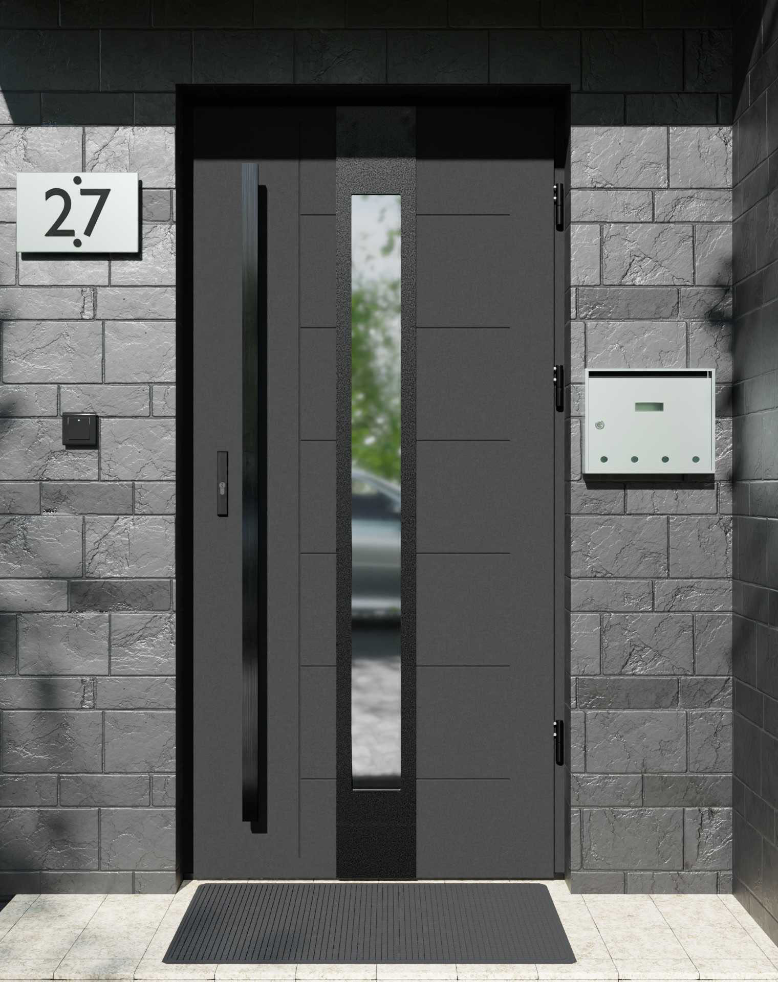 Drzwi zewnętrzne do domu z pochwytem i ościeżnicą aluminiową Libre 35 Noir w systemie Alu extra