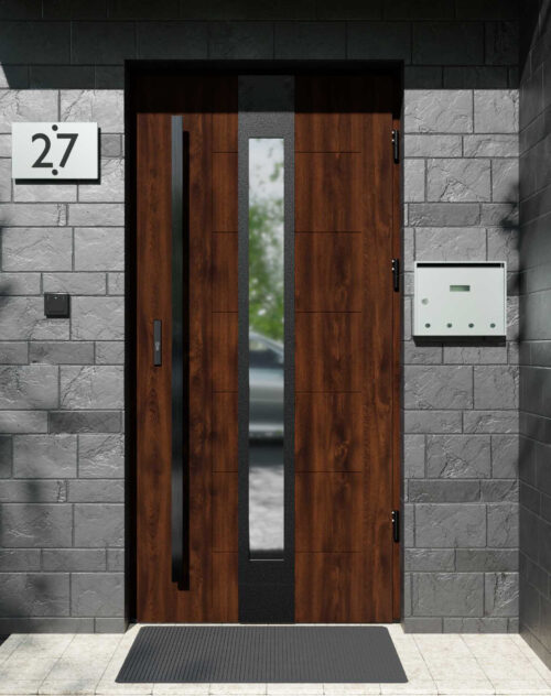 Drzwi zewnętrzne do domu z pochwytem i ościeżnicą aluminiową Libre 35 Noir w systemie Alu