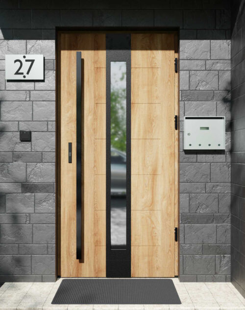 Drzwi zewnętrzne do domu z pochwytem i ościeżnicą aluminiową Libre 35 Noir w systemie Alu extra