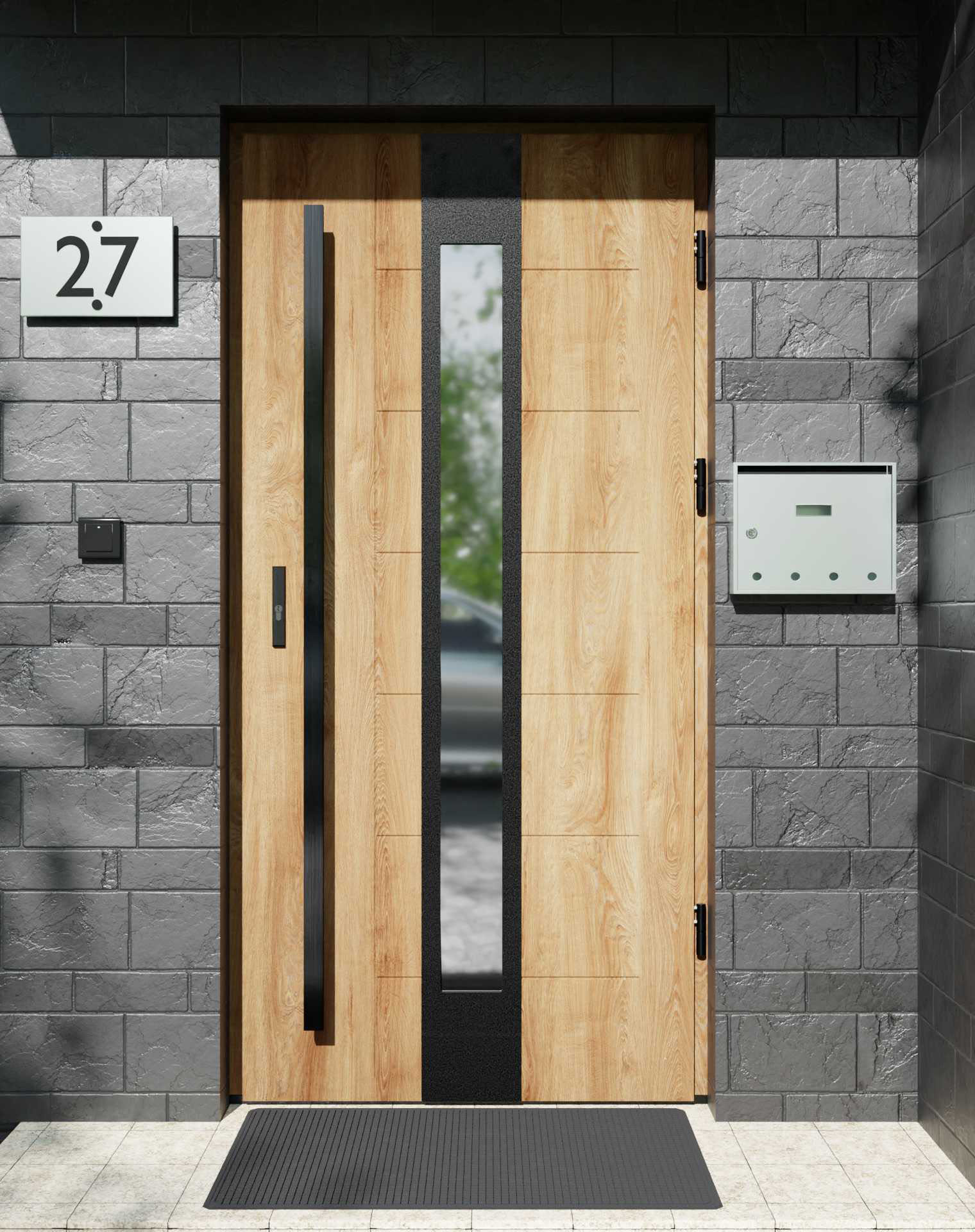 Drzwi zewnętrzne do domu z pochwytem i ościeżnicą aluminiową Libre 35 Noir w systemie Alu extra