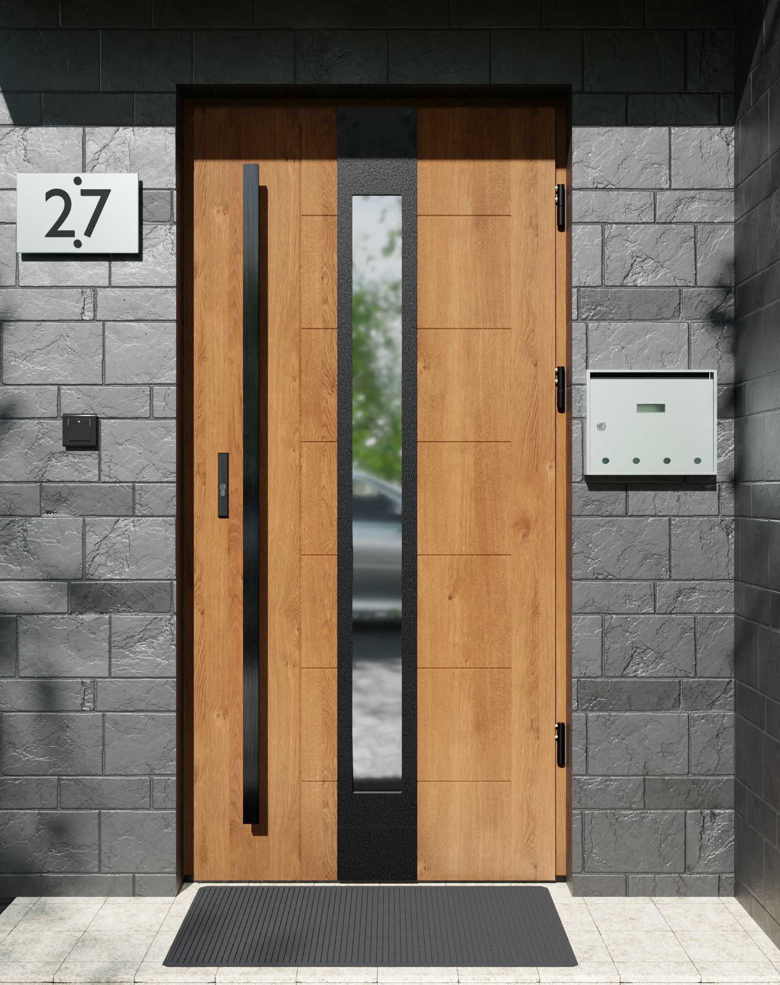 Drzwi zewnętrzne do domu z pochwytem i ościeżnicą aluminiową Libre 35 Noir w systemie Alu extra